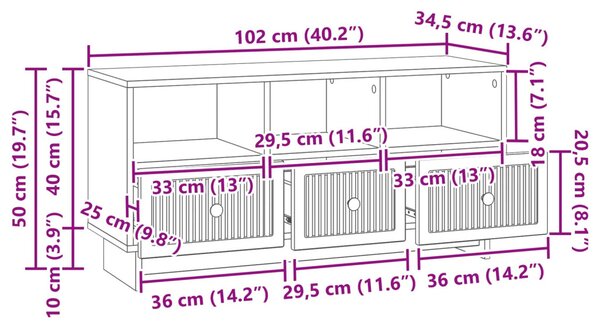 TV szekrény fiókkal Antik Fa 102 x 34,5 x 50 cm Szerelt Fa