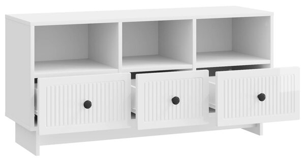 TV szekrény Magasfényű Fehér 102 x 34,5 x 50 cm Szerelt Fa