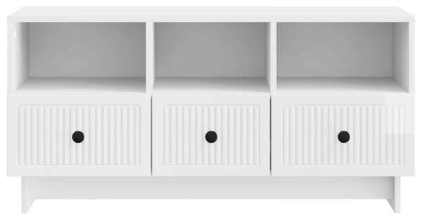 TV szekrény Magasfényű Fehér 102 x 34,5 x 50 cm Szerelt Fa