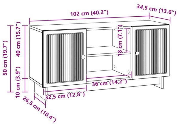 TV szekrény 102 x 34,5 x 50 cm Fehér Szerelt Fa