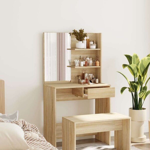 VidaXL sonoma tölgy színű fésülködőasztal tükörrel 74,5 x 40 x 141 cm