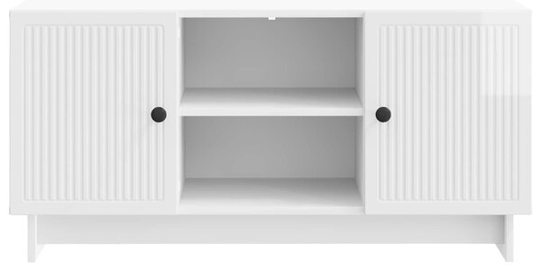 TV szekrény 102 x 34,5 x 50 cm Magasfényű Fehér Szerelt Fa