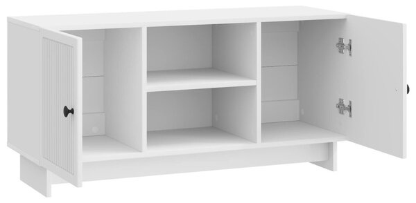 TV szekrény 102 x 34,5 x 50 cm Magasfényű Fehér Szerelt Fa