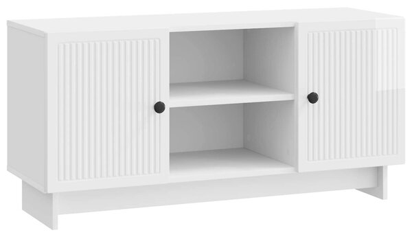 TV szekrény 102 x 34,5 x 50 cm Magasfényű Fehér Szerelt Fa