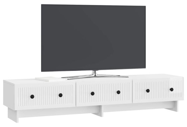 TV szekrény 147 x 34,5 x 30 cm Magasfényű Fehér Szerelt Fa