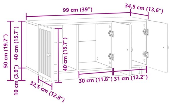 TV szekrény Fehér 99 x 34,5 x 50 cm Szerelt Fa