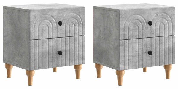 Éjjeliszekrény 2 db Betonszürke 43 x 34,5 x 48 cm Szerelt Fa