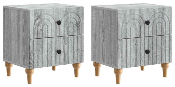 Éjjeliszekrény 2 db Szürke Sonoma 43 x 34,5 x 48 cm Szerelt Fa