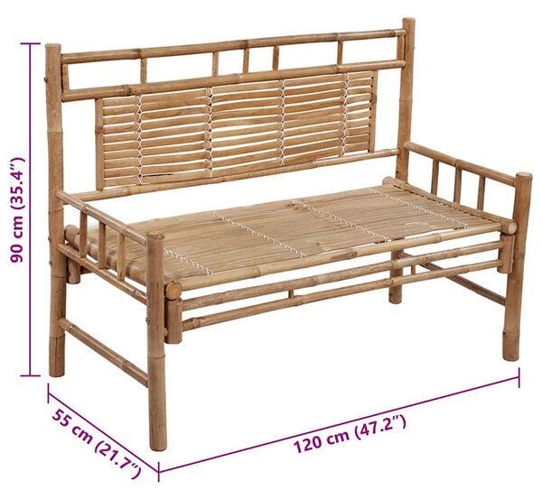Bambusz kerti pad párnával 120 cm