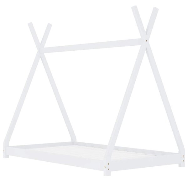 Fehér tömör fenyőfa gyerekágy-keret 70 x 140 cm