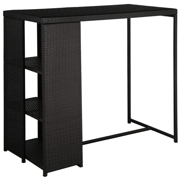 VidaXL 5 darabos fekete polyrattan kerti bárszett párnákkal