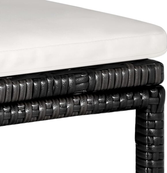 VidaXL 5 darabos fekete polyrattan kerti bárszett párnákkal
