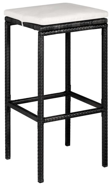 VidaXL 5 darabos fekete polyrattan kerti bárszett párnákkal