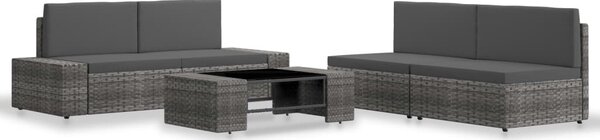 VidaXL 5 részes szürke polyrattan kerti ülőgarnitúra