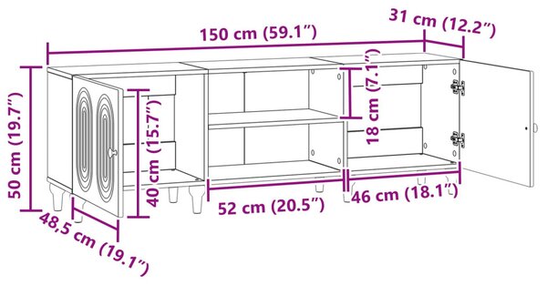 TV szekrény Szürke Sonoma 150 x 31 x 50 cm Szerelt Fa