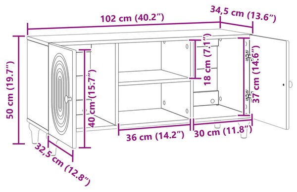 TV szekrény Fehér 102 x 34,5 x 50 cm Szerelt Fa