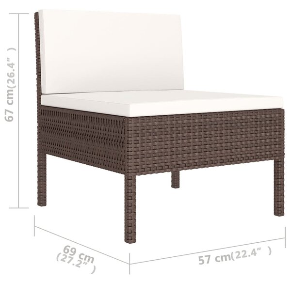 6 részes barna polyrattan kerti bútorszett párnákkal