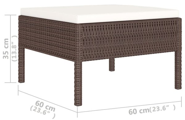 6 részes barna polyrattan kerti bútorszett párnákkal
