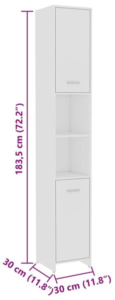 4 részes fehér szerelt fa fürdőszobai bútorszett