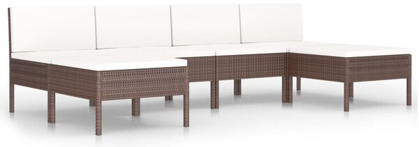 6 részes barna polyrattan kerti bútorszett párnákkal