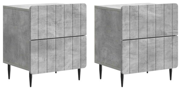 Éjjeliszekrény 2 db Betonszürke 43 x 34,5 x 49,5 cm Szerelt Fa