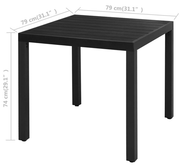 3 részes fekete PVC rattan kerti étkezőgarnitúra