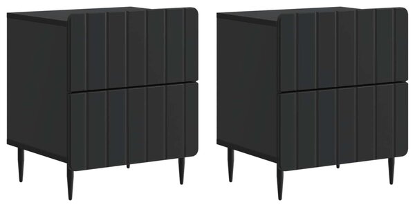 Éjjeliszekrény 2 db Fekete 43 x 34,5 x 49,5 cm Szerelt Fa