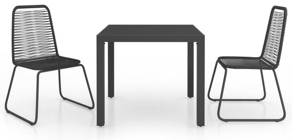 3 részes fekete PVC rattan kerti étkezőgarnitúra