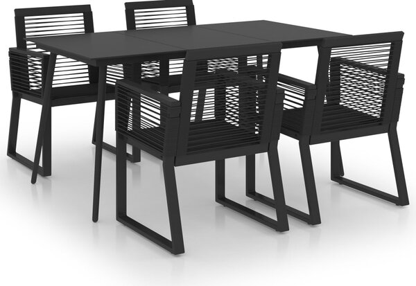 5 részes fekete PVC rattan kültéri étkezőgarnitúra