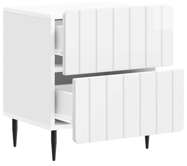 Éjjeliszekrény 2 db Magasfényű Fehér 43 x 34,5 x 49,5 cm