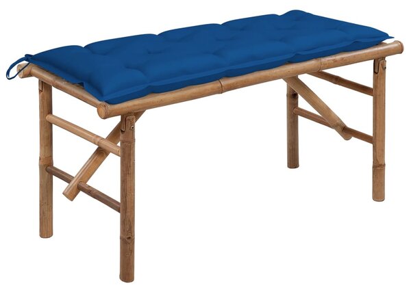 Összecsukható bambusz kerti pad párnával 118 cm