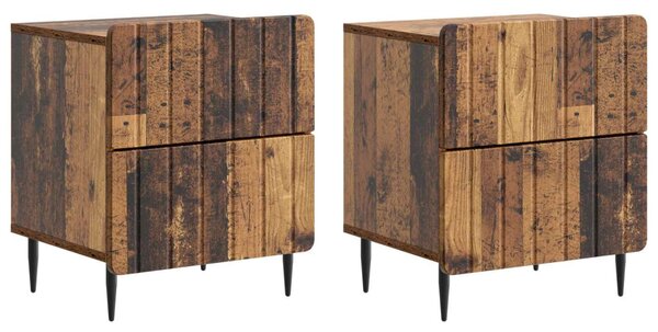 Éjjeliszekrény 2 db Antik Fa 43 x 34,5 x 49,5 cm Szerelt Fa