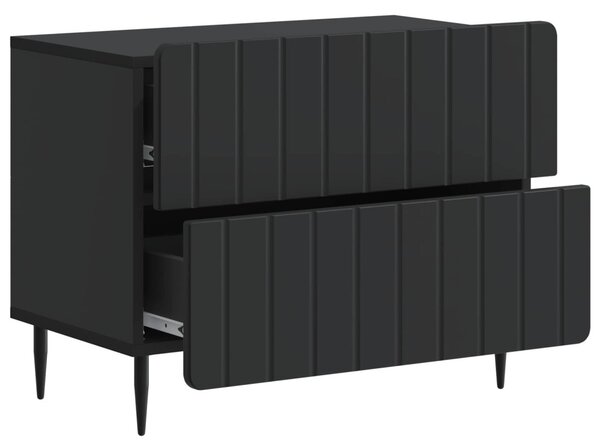 Éjjeliszekrény fiókkal Fekete 62 x 34,5 x 49,5 cm Szerelt Fa