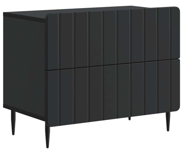 Éjjeliszekrény fiókkal Fekete 62 x 34,5 x 49,5 cm Szerelt Fa