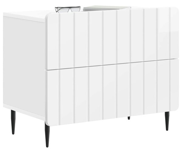 Éjjeliszekrény Magasfényű Fehér 62 x 34,5 x 49,5 cm Szerelt Fa