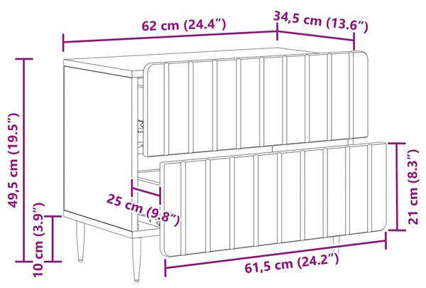 VidaXL Éjjeliszekrény fiókkal Fehér 62 x 34,5 x 49,5 cm Szerelt Fa