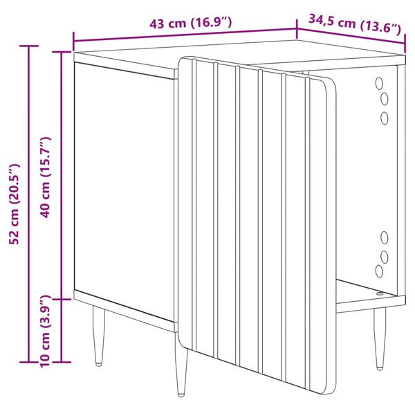 VidaXL Éjjeliszekrény Fehér 43 x 34,5 x 52 cm Szerelt Fa