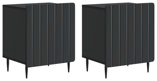 Éjjeliszekrény 2 db Fekete 43 x 34,5 x 52 cm Szerelt Fa