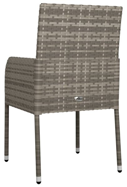 4 db szürke polyrattan kerti szék párnával