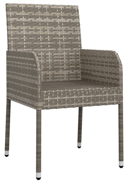 4 db szürke polyrattan kerti szék párnával