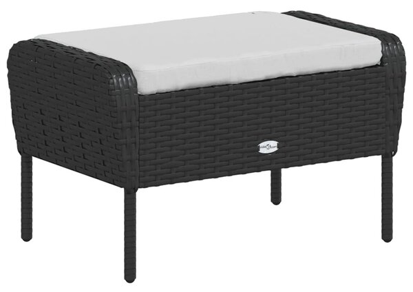 Fekete polyrattan kerti szék lábtartóval