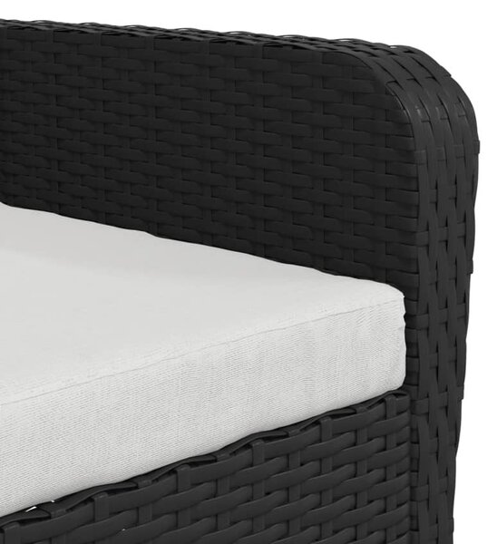 Fekete polyrattan kerti szék lábtartóval