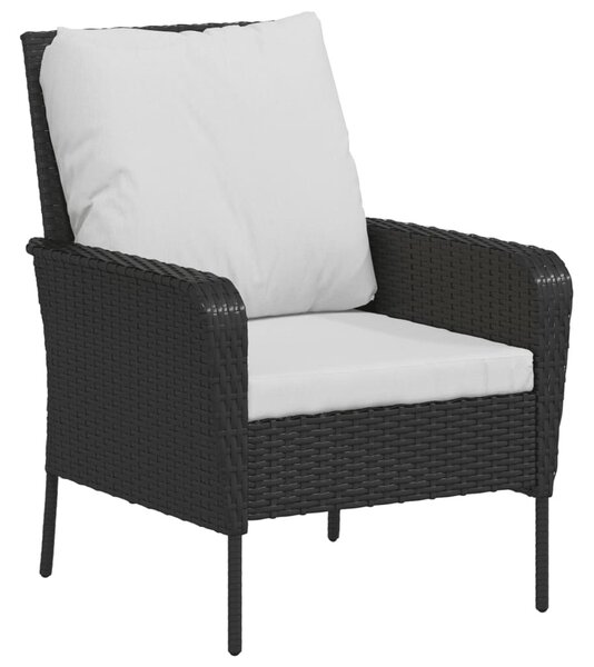 Fekete polyrattan kerti szék lábtartóval