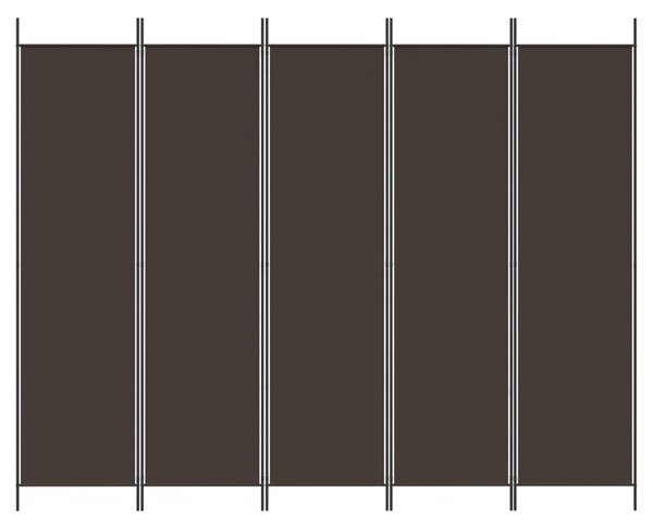 5 paneles barna szövet paraván 250x200 cm
