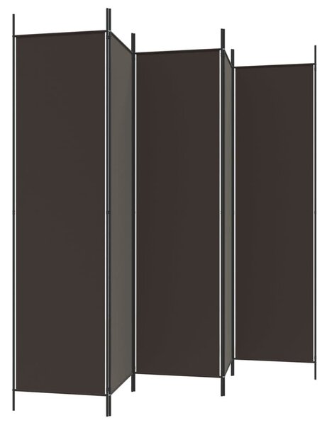 5 paneles barna szövet paraván 250x200 cm