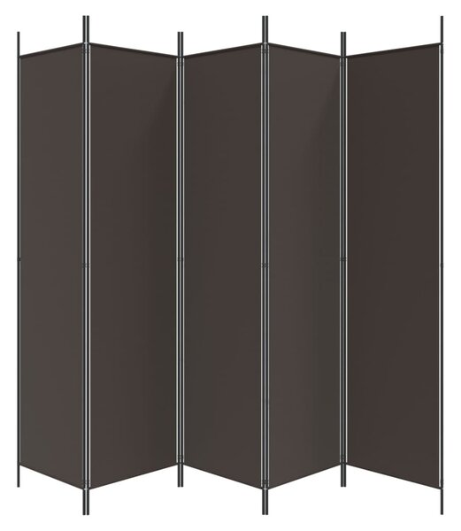 5 paneles barna szövet paraván 250x200 cm