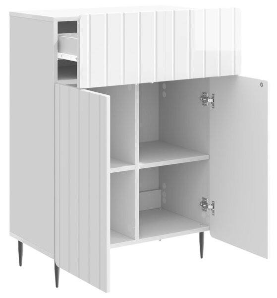 Széf fiókkal Magasfényű Fehér 66 x 34,5 x 92 cm Szerelt Fa