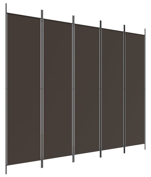 5 paneles barna szövet paraván 250x200 cm
