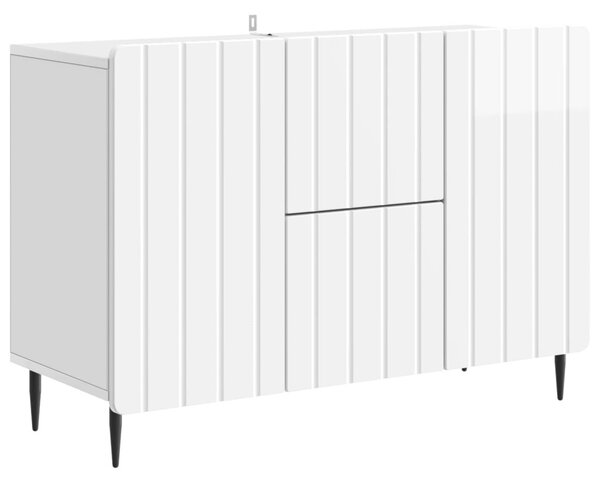 Széf fiókkal Magasfényű Fehér 89 x 34,5 x 62 cm Szerelt Fa