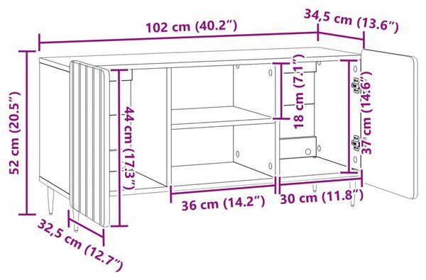 TV szekrény Szürke Sonoma 102 x 34,5 x 52 cm Szerelt Fa